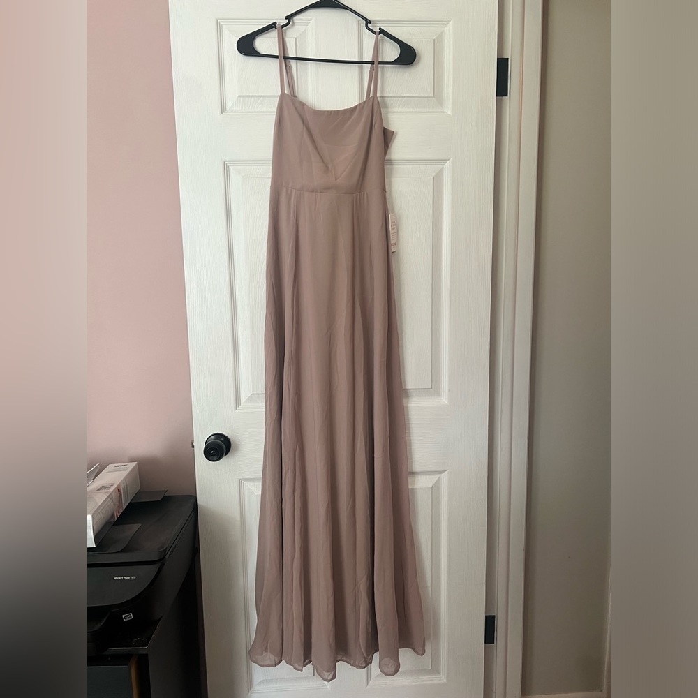 Taupe bridesmaid dress